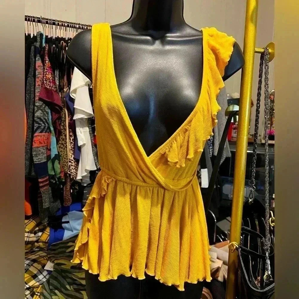 Golden Yellow Mustard Free People Tank Top
